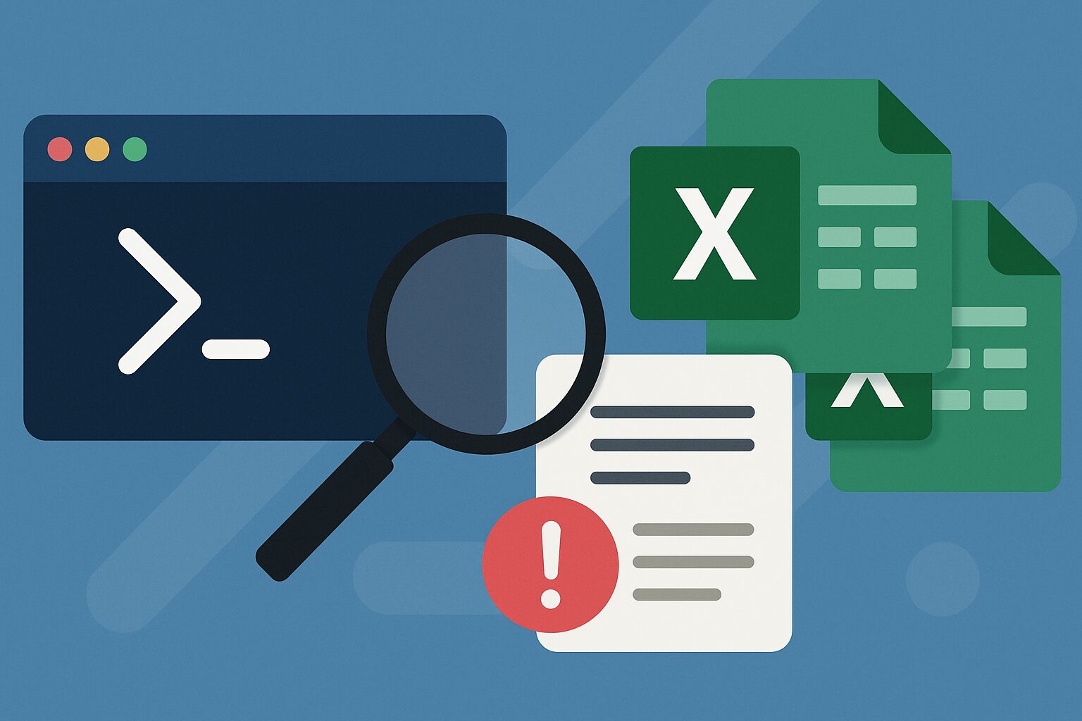 eye catching image of powershell excel search logs errors