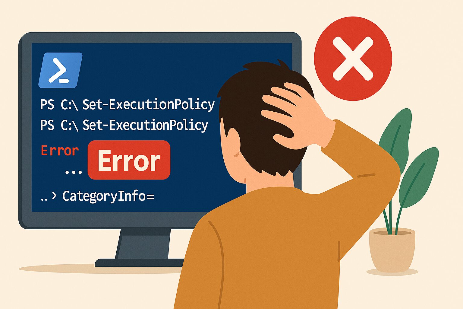 eye catching image of powershell execution policy error