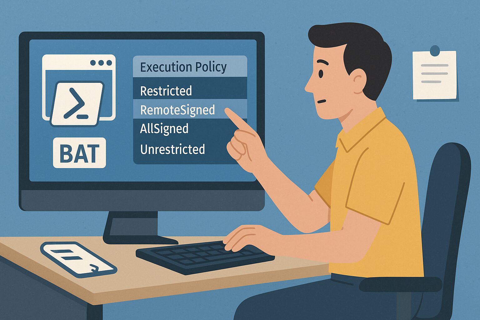 eye catching image of powershell execution policy batch