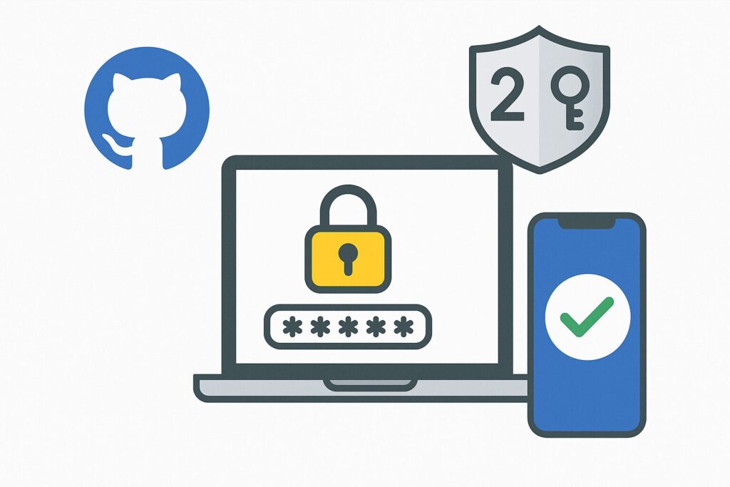 GitHubで二段階認証を設定する方法のアイキャッチ画像