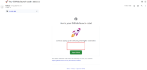 事前に入力したメールアドレスにGitHubから認証用のコードが送られてくるため、確認する操作の画面キャプチャ