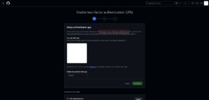 Enable two-factor authentication (2FA)画面が表示されるため、任意の認証アプリのリンクを押し、開いた各アプリのサイトの指示に従って、認証アプリをスマートフォンへインストールする操作の画面キャプチャ