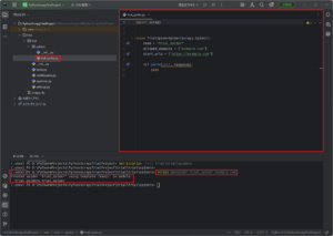 「scrapy genspider」コマンドを実行し、ユーザー定義クラスのSpiderクラスを作成する(実行結果例)操作の画面キャプチャ