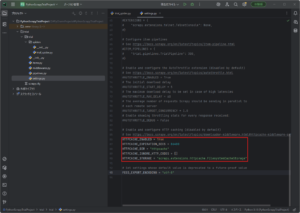 Scrapyの設定ファイル(settings.py)の内容の画面キャプチャ3