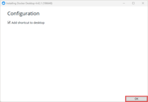 Docker Desktopインストーラー実行中の画面キャプチャ（トップ画面）