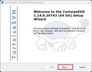 TortoiseSVNインストーラー実行中の画面キャプチャ(トップ画面)