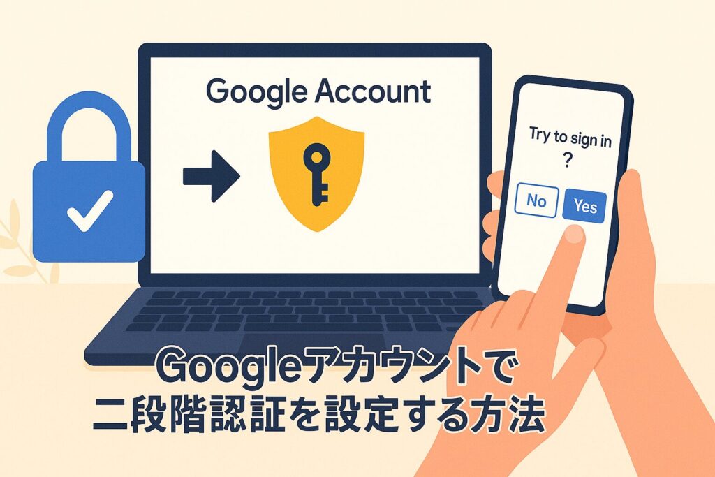 Googleアカウントで二段階認証を設定する方法のアイキャッチ画像
