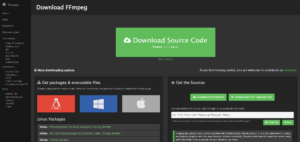 FFmpeg公式サイトの「Download FFmpeg」ページを開く操作の画面キャプチャ