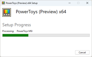 Microsoft PowerToysインストーラー実行中の画面キャプチャ(インストール中の画面)
