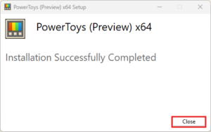 Microsoft PowerToysインストーラー実行中の画面キャプチャ(インストール完了画面)