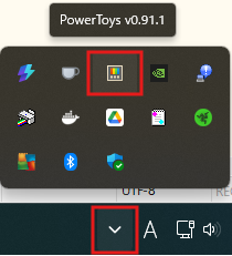 Windowsの「タスクトレイ」を開く操作の画面キャプチャ(開いた後)