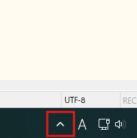 Windowsの「タスクトレイ」を開く操作の画面キャプチャ(開く前)