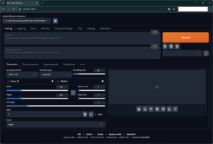 以下のコマンドで、「Stable Diffusion web UI」を起動する(ブラウザ)操作の画面キャプチャ