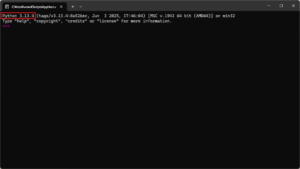 仮想環境用フォルダを相対パスで指定する場合（pyコマンドの結果のpython実行ファイルのバージョン確認）の画面キャプチャ
