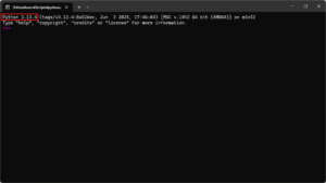 仮想環境用フォルダを絶対パスで指定する場合（pyコマンドの結果のpython実行ファイルのバージョン確認）の画面キャプチャ