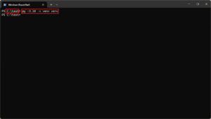 仮想環境で使うPythonのバージョンを指定する場合（pyコマンドの場合）の画面キャプチャ