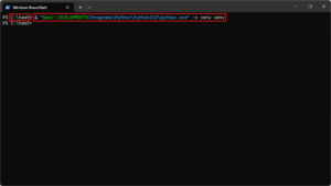 仮想環境で使うPythonのバージョンを指定する場合（python実行ファイル実行の場合）の画面キャプチャ