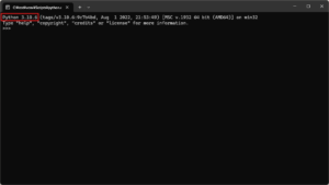 仮想環境で使うPythonのバージョンを指定する場合（python実行ファイル実行の結果のpython実行ファイルのバージョン確認）の画面キャプチャ
