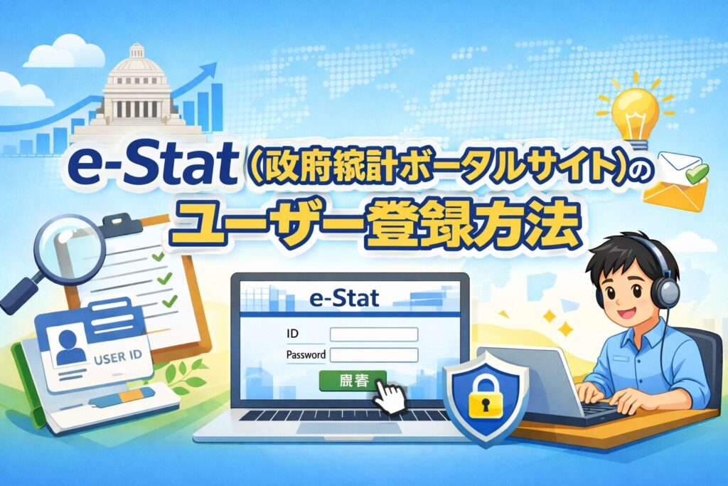 e-Stat（政府統計ポータルサイト）のユーザー登録方法のアイキャッチ画像