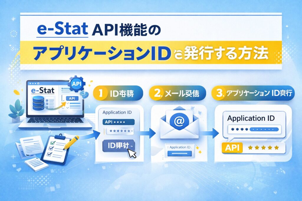 e-Stat API機能のアプリケーションIDを発行する方法の画面キャプチャ