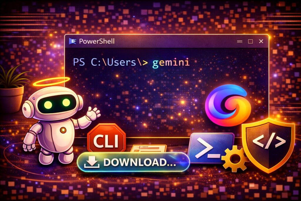（任意）ターミナル（PowerShell）で「gemini」コマンドを試し打ちするアイキャッチ画像