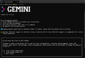 「gemini」コマンドを実行する操作の画面キャプチャ（実行結果例）