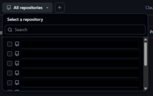 対象リポジトリ選択プルダウンの選択肢の画面キャプチャ