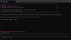 「Shift＋Enter」キーで複数行入力できるように設定するか確認するメッセージが表示されるため、「Yes（はい）」を選択し、「Enter」キーを押す操作の画面キャプチャ（実行結果例）