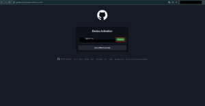 Githubの認証画面が表示されるため、認証に使用するアカウントの「Continue（続ける）」ボタンを押す操作の画面キャプチャ