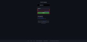 「Password」テキストボックスにパスワードを入力し、「Confirm（確認する）」ボタンを押す操作の画面キャプチャ