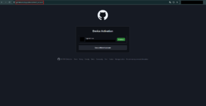 Githubでログインするための認証画面URLが表示されるため、URLをコピー＆ペーストし、ブラウザのアドレスバーに入力後、「Enter」キーを押す操作の画面キャプチャ2