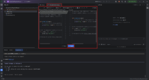 PyCharmの比較ツールにClaude Code CLIのファイル編集前後の比較結果が表示されるため、「Apply（適用）」ボタンを押す操作の画面キャプチャ