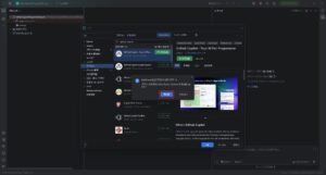 「PyCharm およびプラグインのアップデート」ダイアログが表示されるため、「再起動」ボタンを押す操作の画面キャプチャ