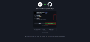 GitHub Copilot プラグインに対するGitHubアカウントへの接続承認画面が表示されるため、各項目の折り畳みエリアを確認後、「Authorize github」ボタンを押す操作の画面キャプチャ
