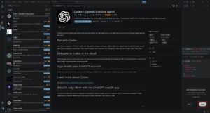 Codexのサイドバーの下部にCodexの説明が表示されるため、説明が終わるまで「Next」ボタンを押し続ける操作の画面キャプチャ3