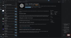 Codexのサイドバーの下部にCodexの説明が表示されるため、説明が終わるまで「Next」ボタンを押し続ける操作の画面キャプチャ4