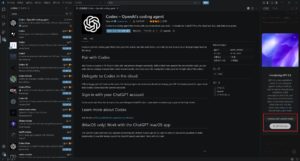 Codexのサイドバーの下部にCodexの説明が表示されるため、説明が終わるまで「Next」ボタンを押し続ける操作の画面キャプチャ5