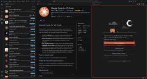 右側にClaudeのサイドバーが表示されるため、「Claude.ai Subscription」ボタンを押す操作の画面キャプチャ